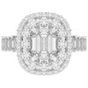 4.70CT.TW EMERALD CUT LAB DIAMOND DOUBLE HALO TWO TONE ENGAGEMENT RING