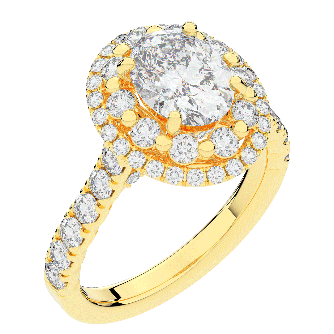 3.30CT.TW OVAL LAB DIAMOND DOUBLE HALO TWO TONE ENGAGEMENT RING