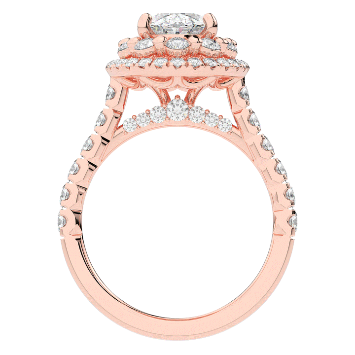 3.30CT.TW OVAL LAB DIAMOND DOUBLE HALO TWO TONE ENGAGEMENT RING