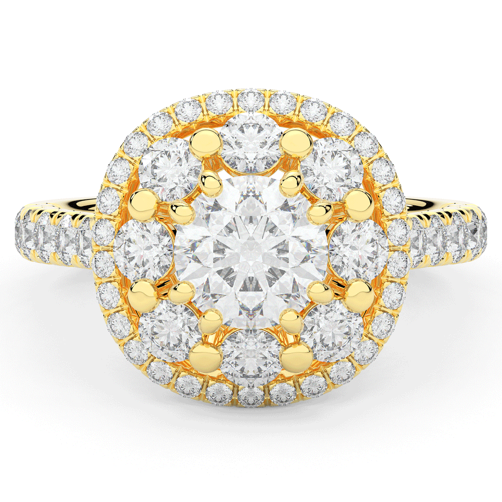 2.70CT.TW ROUND LAB DIAMOND DOUBLE HALO TWO TONE ENGAGEMENT RING