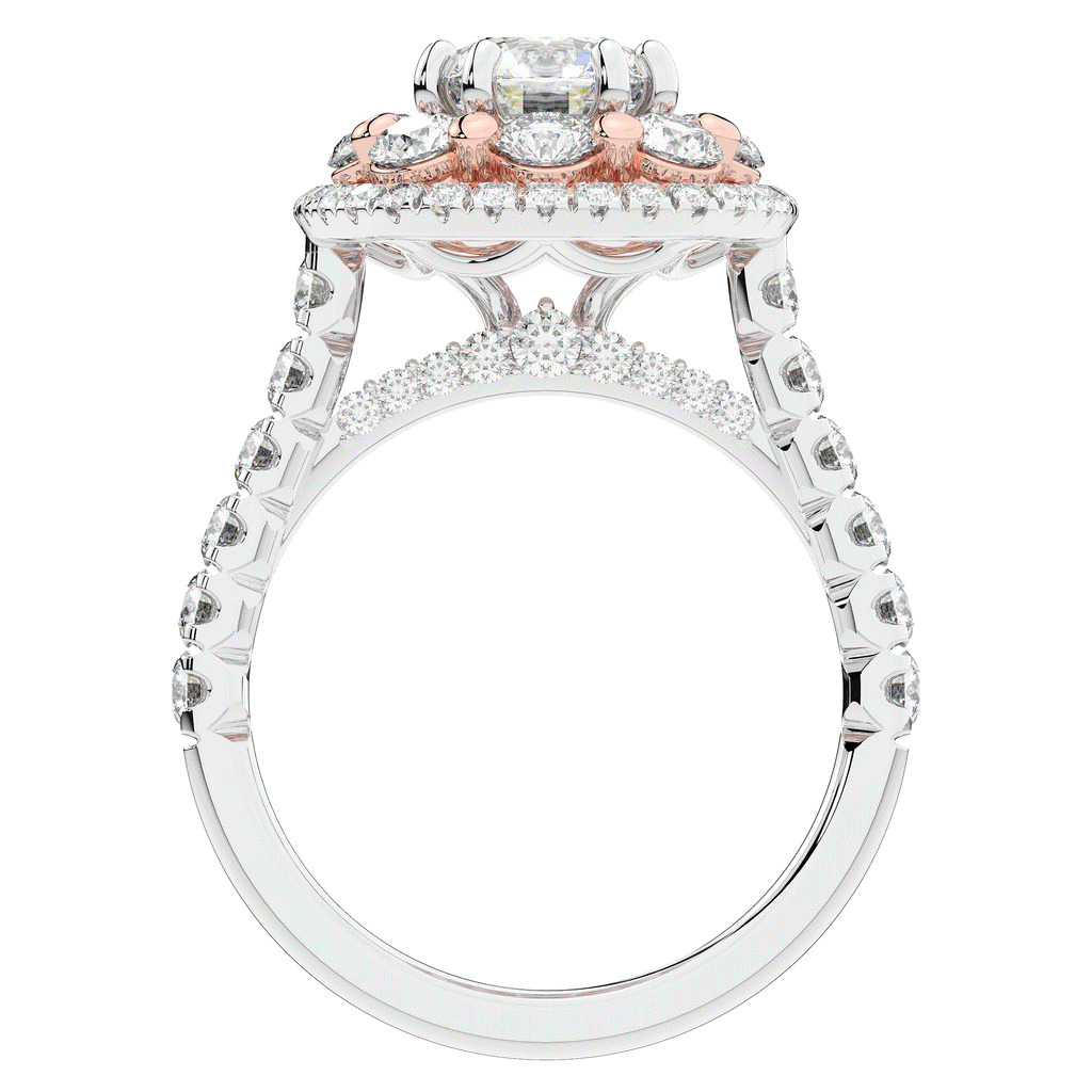 2.70CT.TW ROUND LAB DIAMOND DOUBLE HALO TWO TONE ENGAGEMENT RING