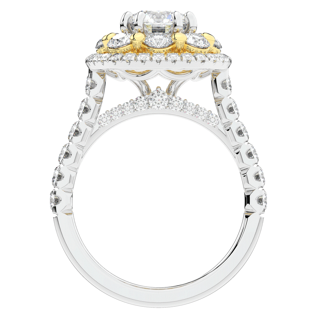 2.70CT.TW ROUND LAB DIAMOND DOUBLE HALO TWO TONE ENGAGEMENT RING