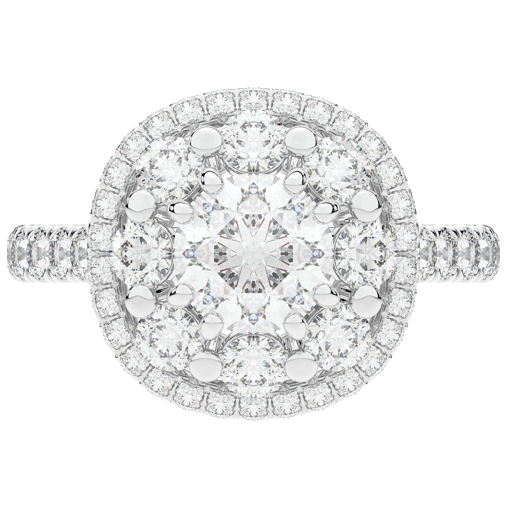 2.70CT.TW ROUND LAB DIAMOND DOUBLE HALO TWO TONE ENGAGEMENT RING