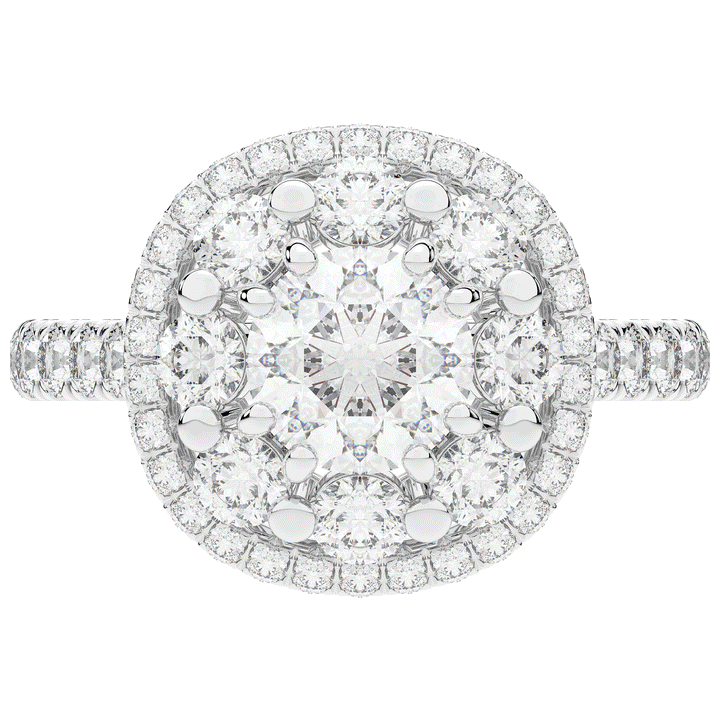 2.70CT.TW ROUND LAB DIAMOND DOUBLE HALO TWO TONE ENGAGEMENT RING