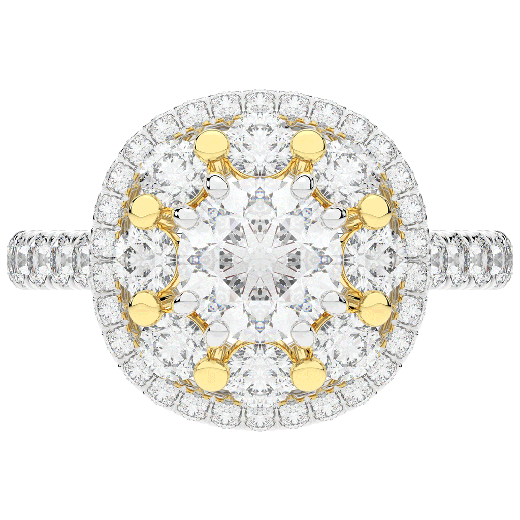 2.70CT.TW ROUND LAB DIAMOND DOUBLE HALO TWO TONE ENGAGEMENT RING