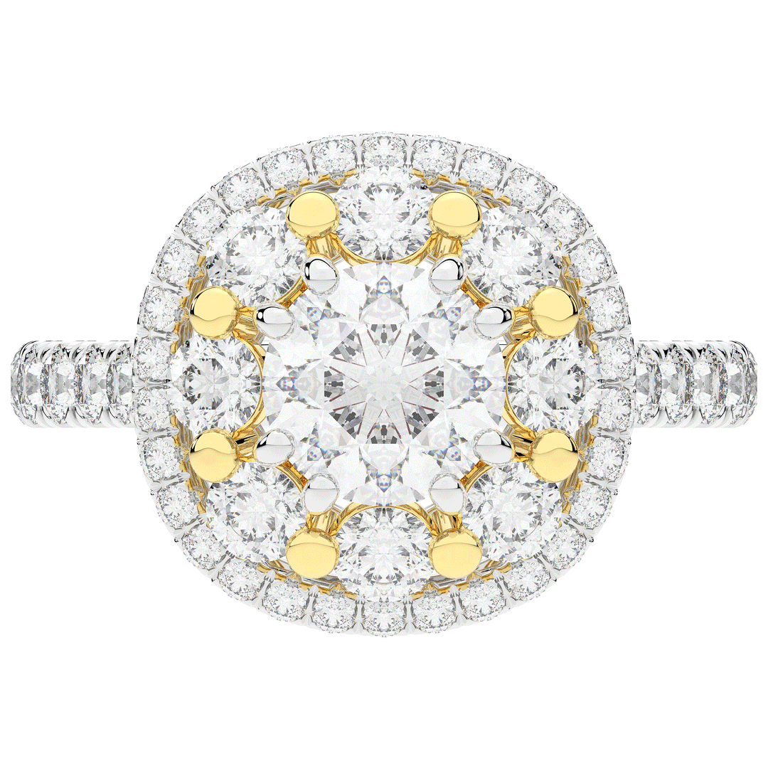 2.70CT.TW ROUND LAB DIAMOND DOUBLE HALO TWO TONE ENGAGEMENT RING