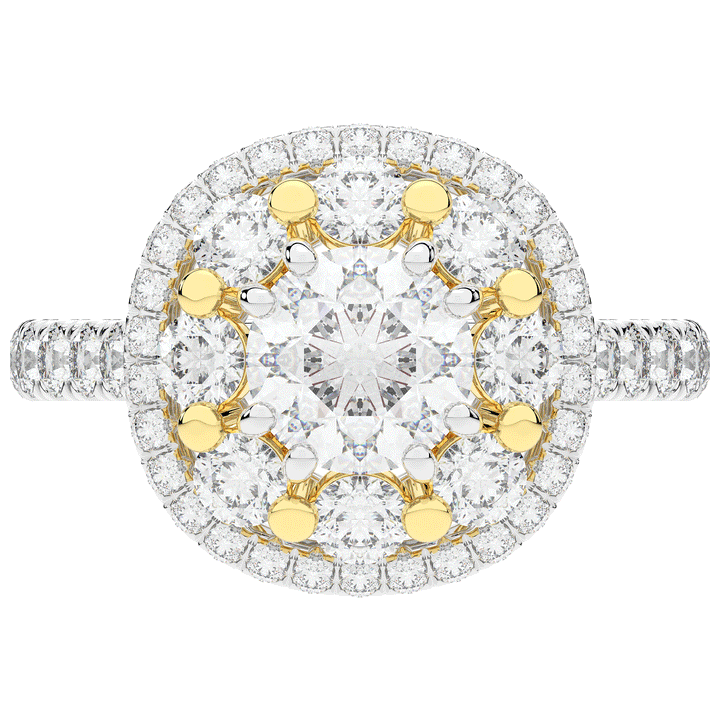 2.70CT.TW ROUND LAB DIAMOND DOUBLE HALO TWO TONE ENGAGEMENT RING