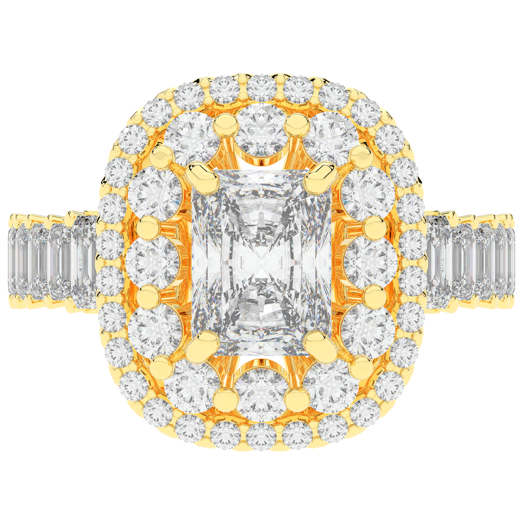 4.70CT.TW RADIANT LAB DIAMOND DOUBLE HALO TWO TONE ENGAGEMENT RING