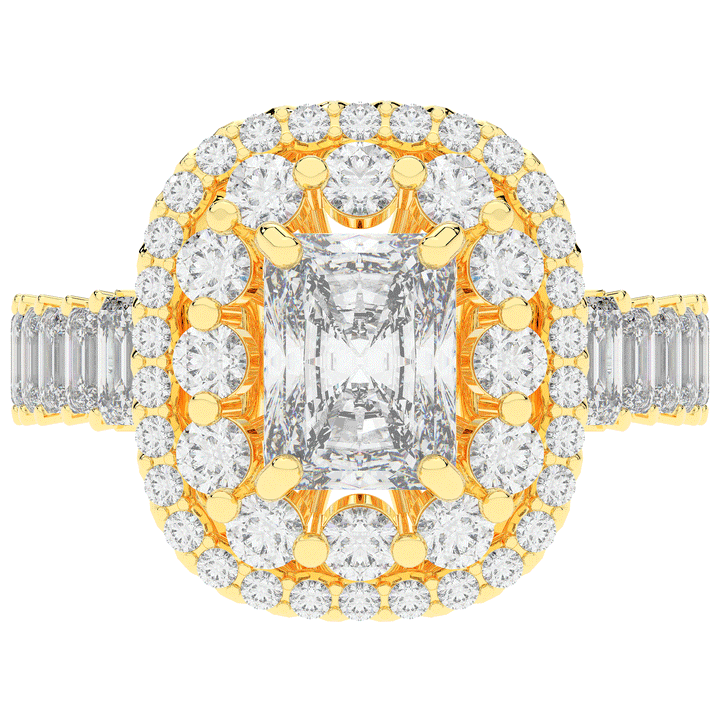 4.70CT.TW RADIANT LAB DIAMOND DOUBLE HALO TWO TONE ENGAGEMENT RING