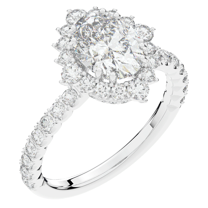 2.80CT.TW OVAL LAB DIAMOND HALO ENGAGEMENT RING