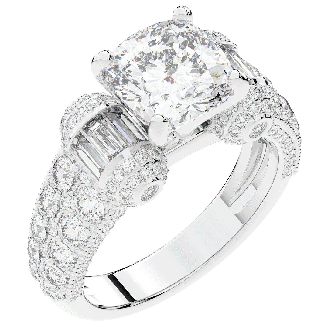 4.75CT.TW CUSHION LAB DIAMOND ENGAGEMENT RING