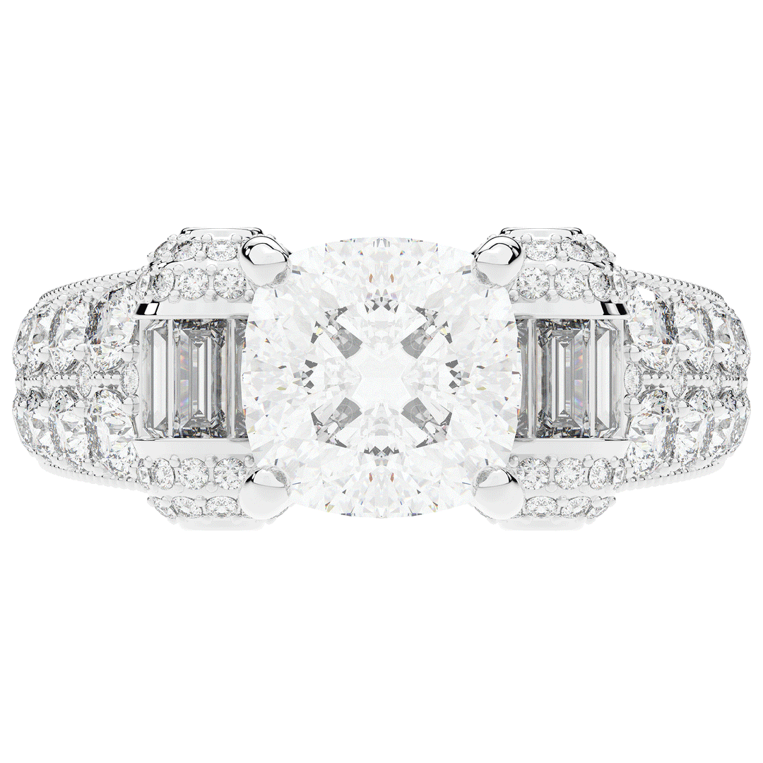 4.75CT.TW CUSHION LAB DIAMOND ENGAGEMENT RING