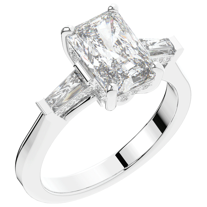 3.45CT.TW RADIANT LAB DIAMOND 3 STONE ENGAGEMENT RING