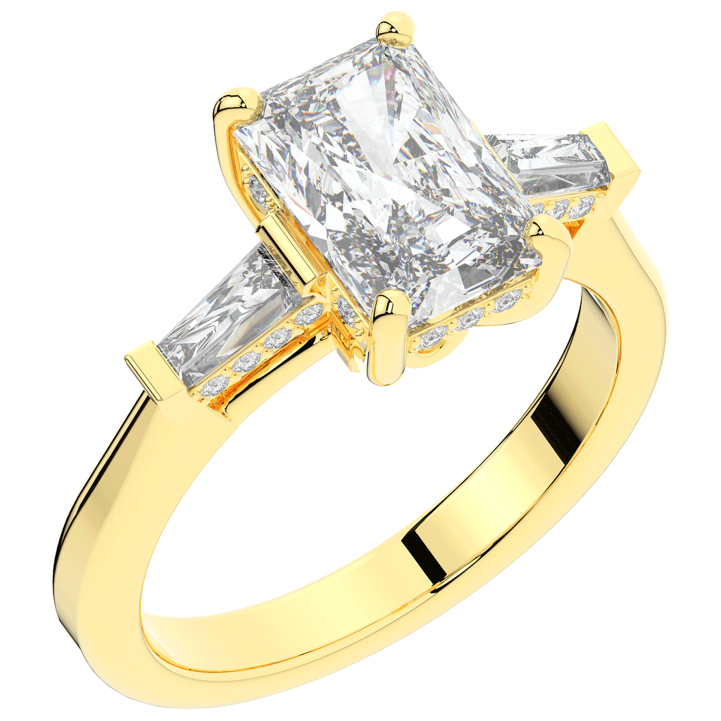 3.45CT.TW RADIANT LAB DIAMOND 3 STONE ENGAGEMENT RING