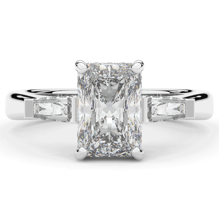 3.45CT.TW RADIANT LAB DIAMOND 3 STONE ENGAGEMENT RING