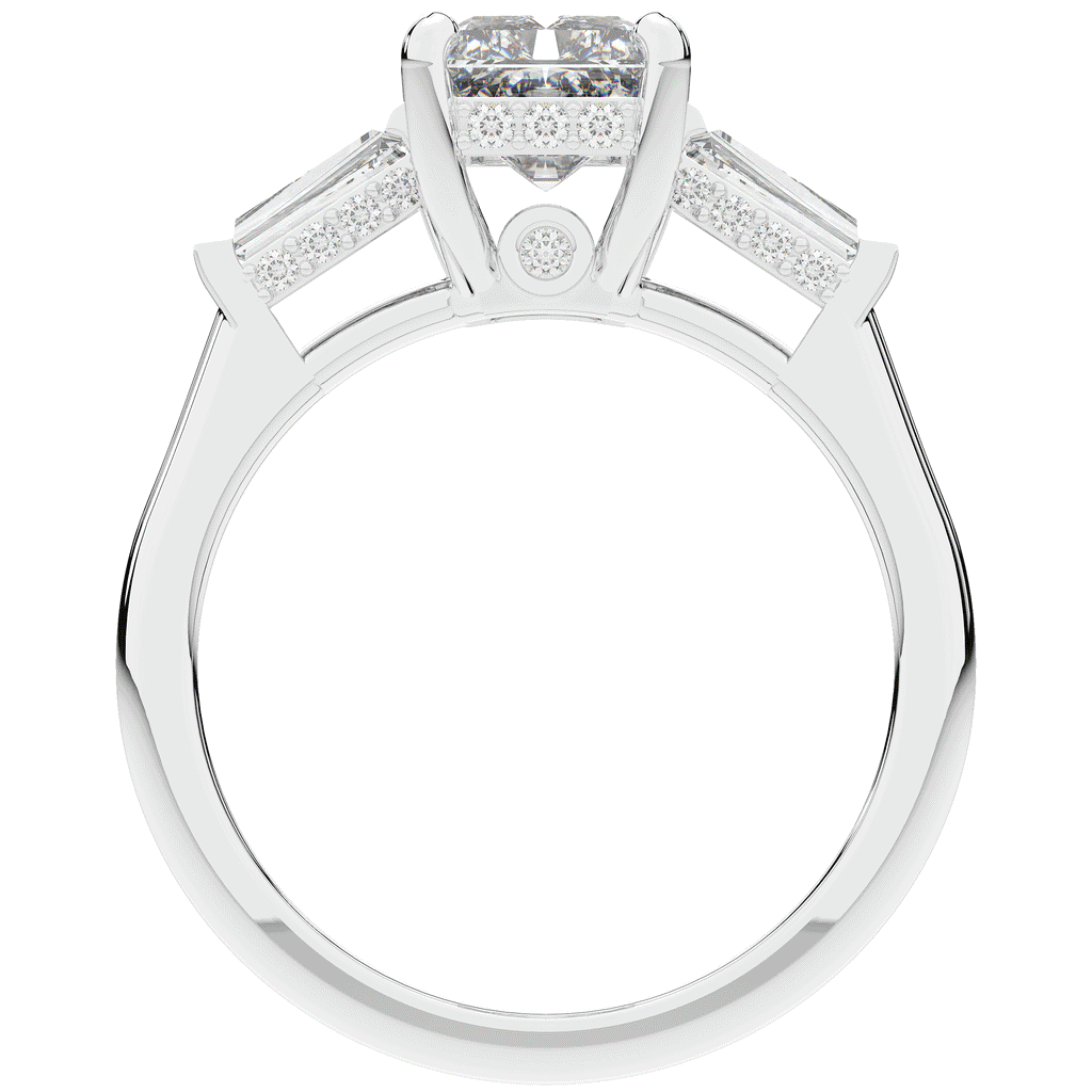 3.45CT.TW RADIANT LAB DIAMOND 3 STONE ENGAGEMENT RING