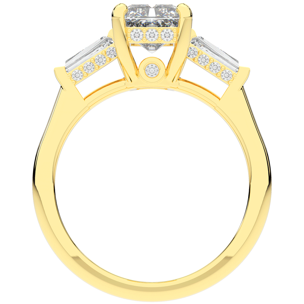 3.45CT.TW RADIANT LAB DIAMOND 3 STONE ENGAGEMENT RING