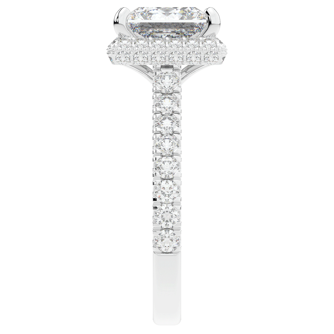 3.90CT.TW PRINCESS LAB DIAMOND HALO ENGAGEMENT RING