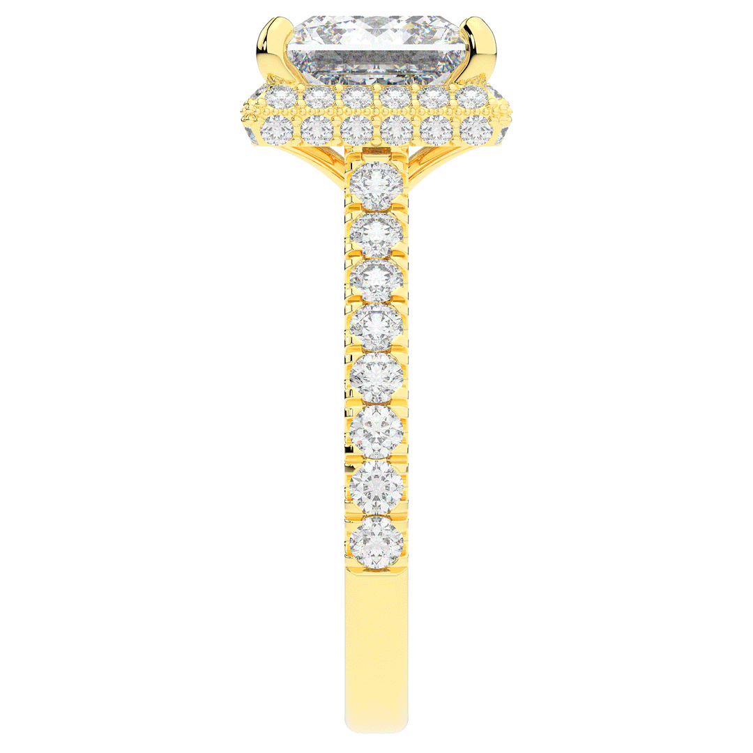 3.90CT.TW PRINCESS LAB DIAMOND HALO ENGAGEMENT RING