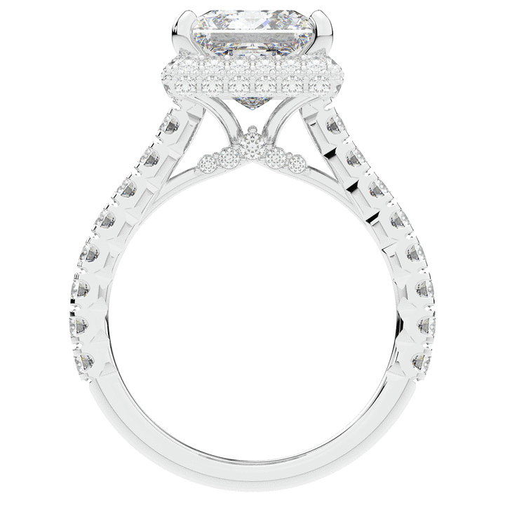 3.90CT.TW PRINCESS LAB DIAMOND HALO ENGAGEMENT RING