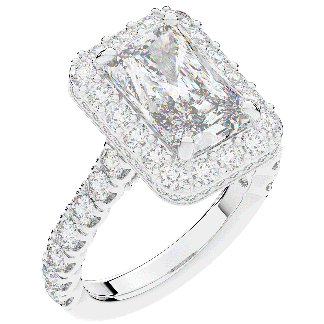 4.50CT.TW RADIANT LAB DIAMOND HALO ENGAGEMENT RING