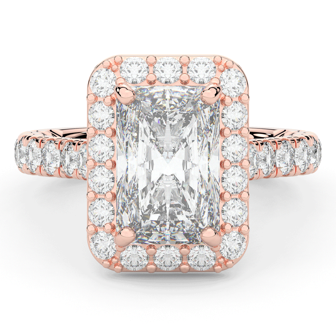 4.50CT.TW RADIANT LAB DIAMOND HALO ENGAGEMENT RING