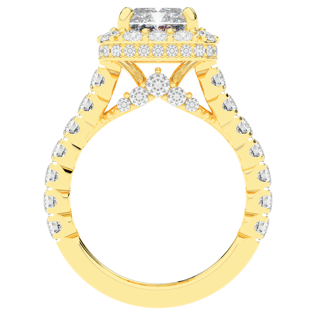 4.50CT.TW RADIANT LAB DIAMOND HALO ENGAGEMENT RING