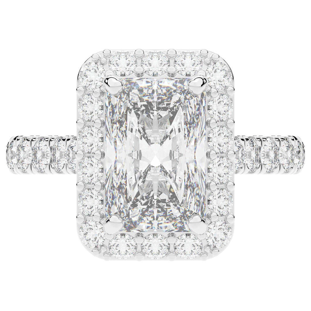 4.50CT.TW RADIANT LAB DIAMOND HALO ENGAGEMENT RING