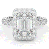 4.50CT.TW EMERALD CUT LAB DIAMOND HALO ENGAGEMENT RING