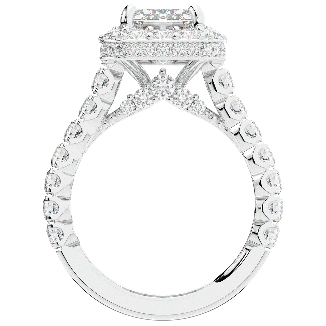 4.50CT.TW EMERALD CUT LAB DIAMOND HALO ENGAGEMENT RING