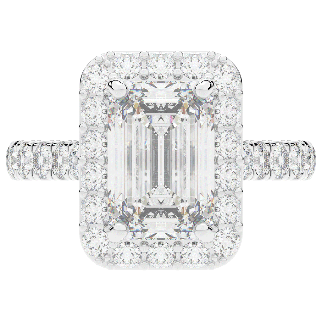 4.50CT.TW EMERALD CUT LAB DIAMOND HALO ENGAGEMENT RING