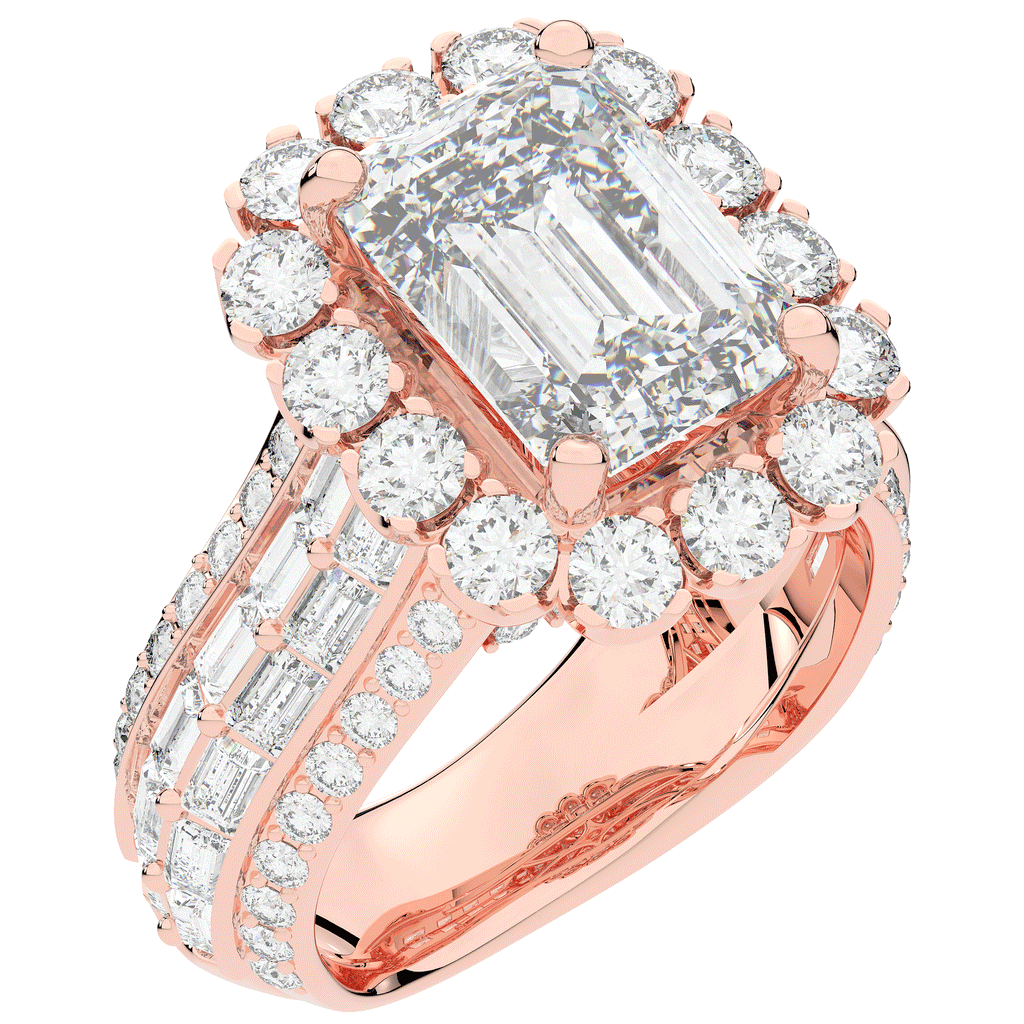 8.00CT.TW EMERALD CUT LAB DIAMOND HALO ENGAGEMENT RING