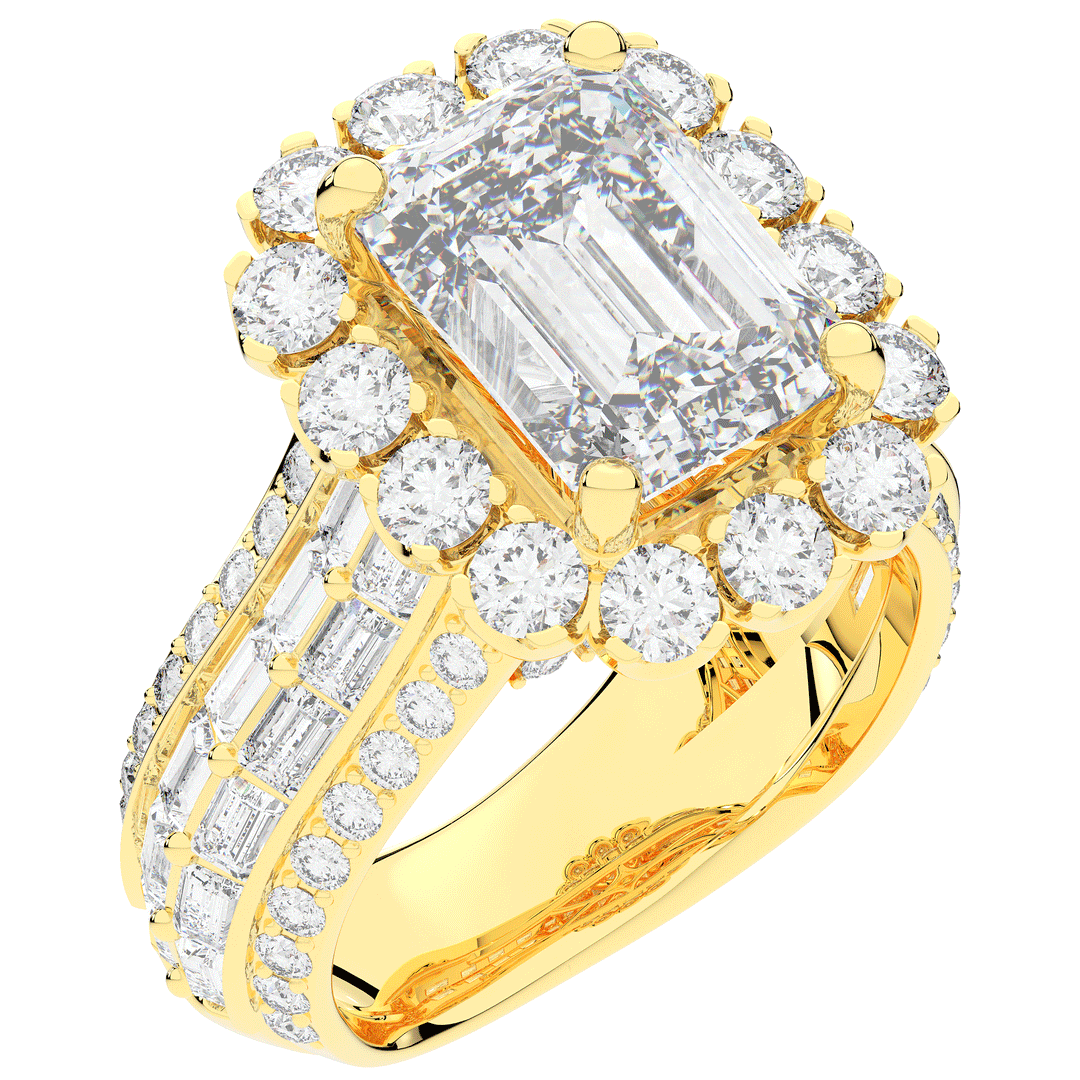 8.00CT.TW EMERALD CUT LAB DIAMOND HALO ENGAGEMENT RING