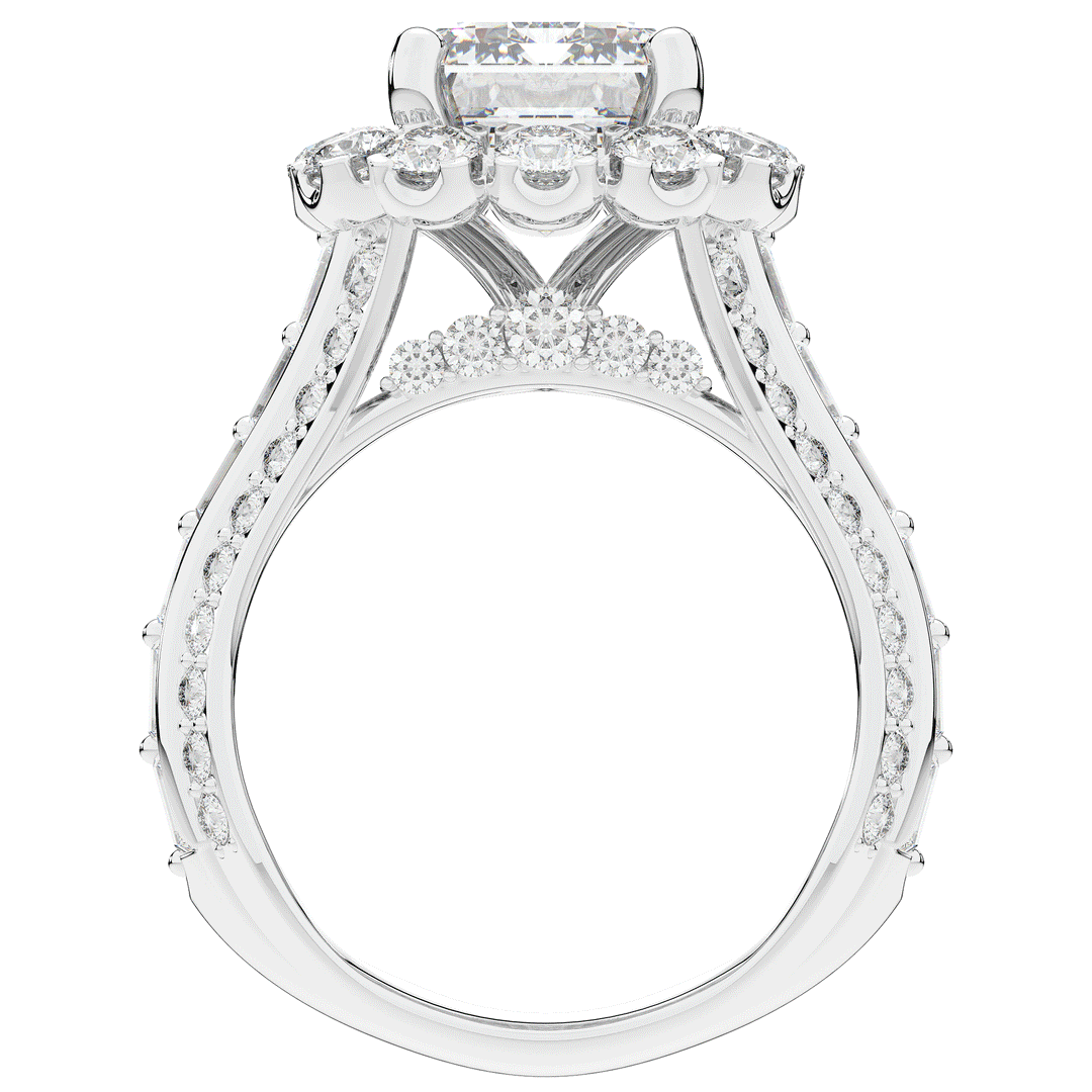 8.00CT.TW EMERALD CUT LAB DIAMOND HALO ENGAGEMENT RING