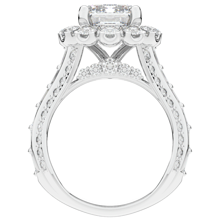 8.00CT.TW EMERALD CUT LAB DIAMOND HALO ENGAGEMENT RING