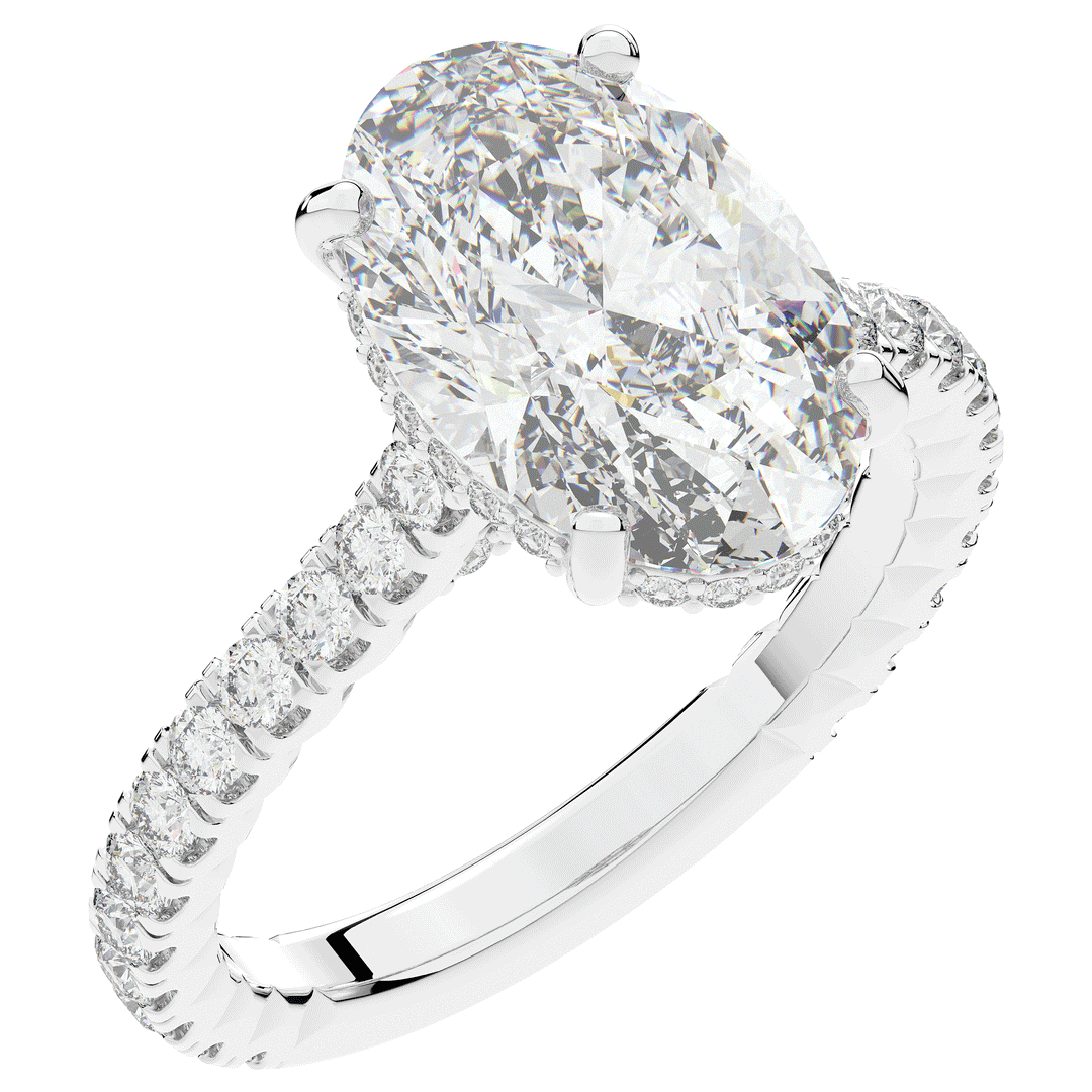 4.70CT.TW OVAL LAB DIAMOND UNDERHALO SOLITAIRE ENGAGEMENT RING