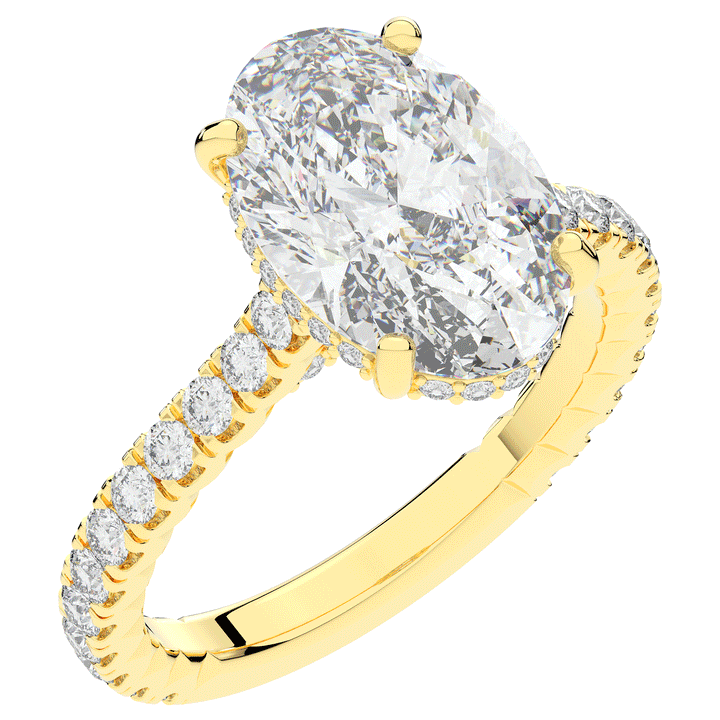 4.70CT.TW OVAL LAB DIAMOND UNDERHALO SOLITAIRE ENGAGEMENT RING