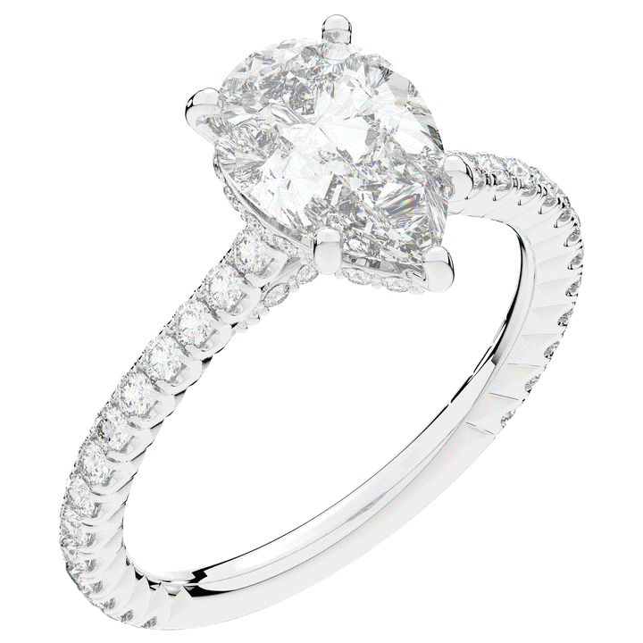 2.50CT.TW PEAR LAB DIAMOND UNDERHALO SOLITAIRE ENGAGEMENT RING