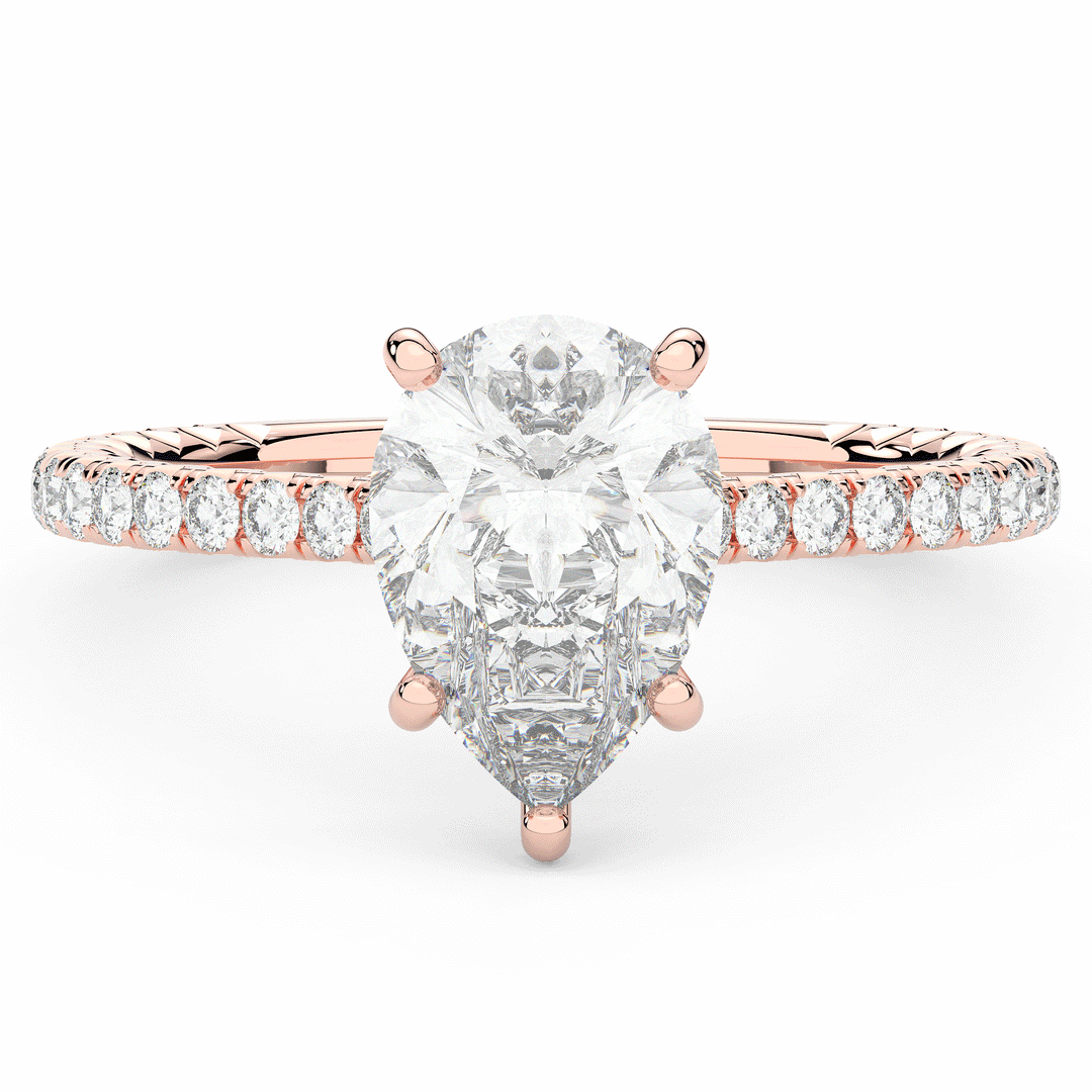 2.50CT.TW PEAR LAB DIAMOND UNDERHALO SOLITAIRE ENGAGEMENT RING