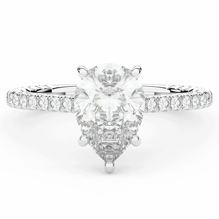 2.50CT.TW PEAR LAB DIAMOND UNDERHALO SOLITAIRE ENGAGEMENT RING