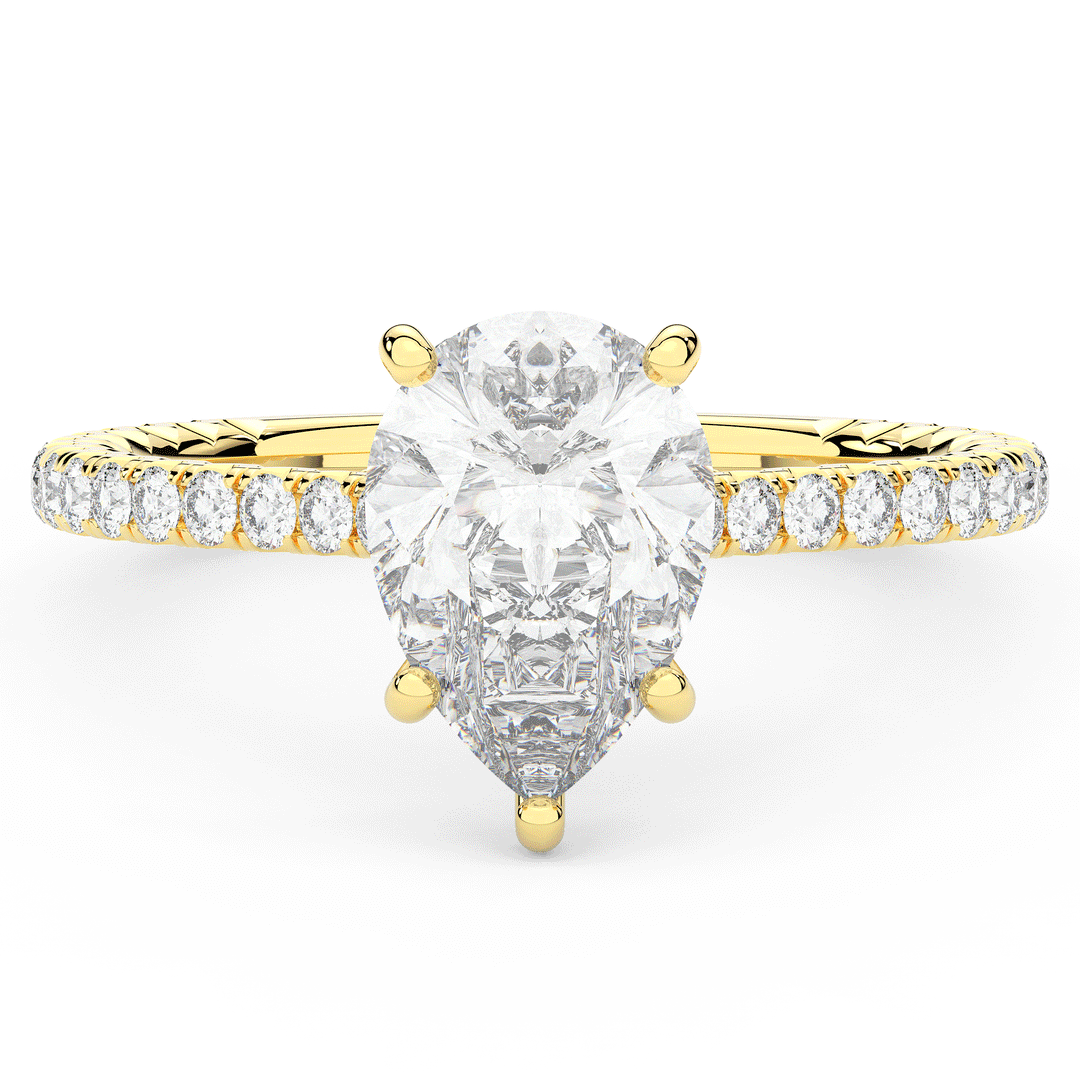 2.50CT.TW PEAR LAB DIAMOND UNDERHALO SOLITAIRE ENGAGEMENT RING