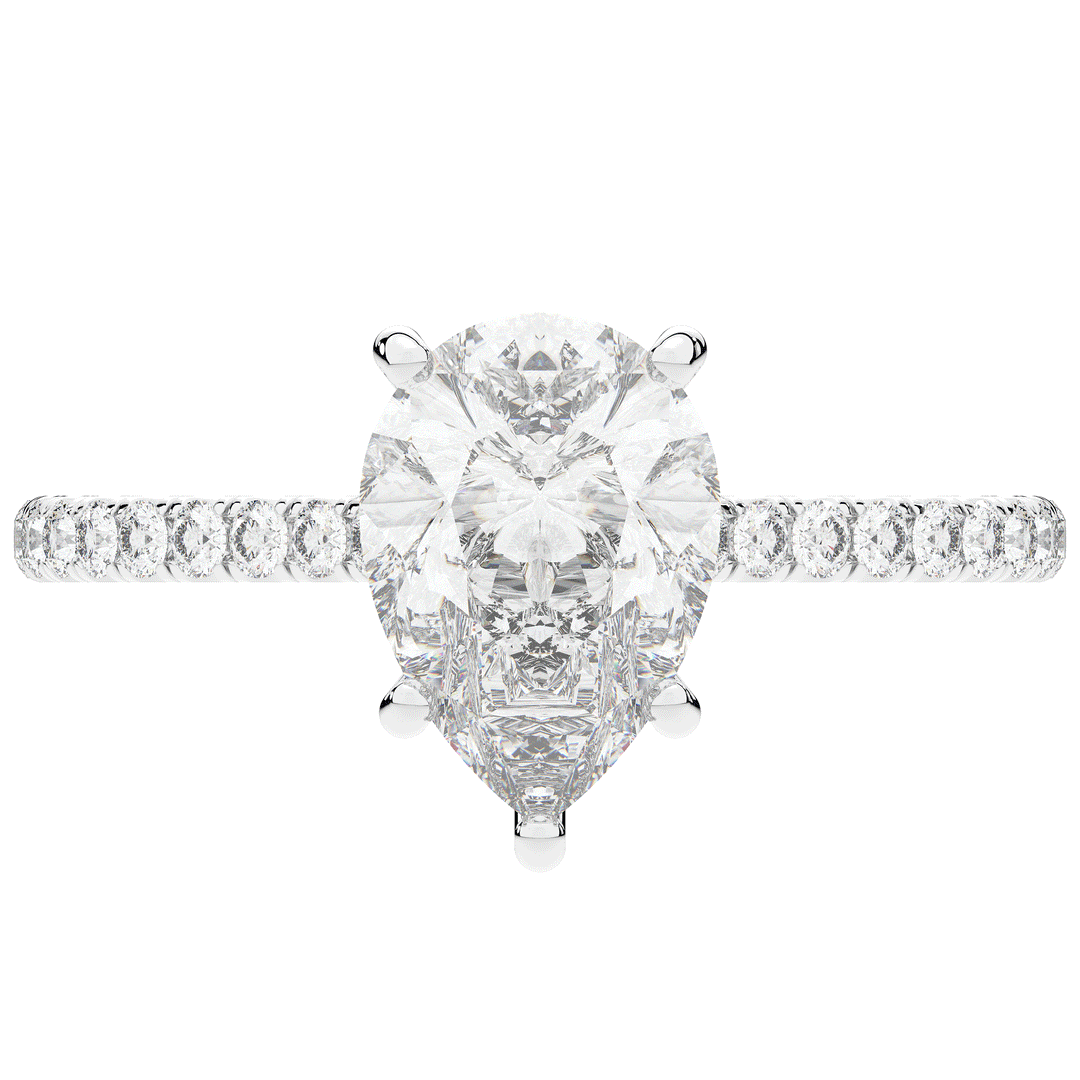 2.50CT.TW PEAR LAB DIAMOND UNDERHALO SOLITAIRE ENGAGEMENT RING