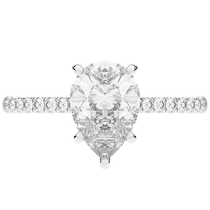 2.50CT.TW PEAR LAB DIAMOND UNDERHALO SOLITAIRE ENGAGEMENT RING