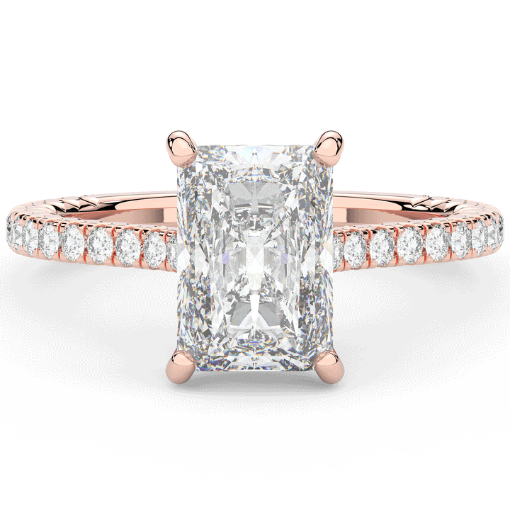 3.50CT.TW RADIANT LAB DIAMOND UNDERHALO SOLITAIRE TWO TONE ENGAGEMENT RING