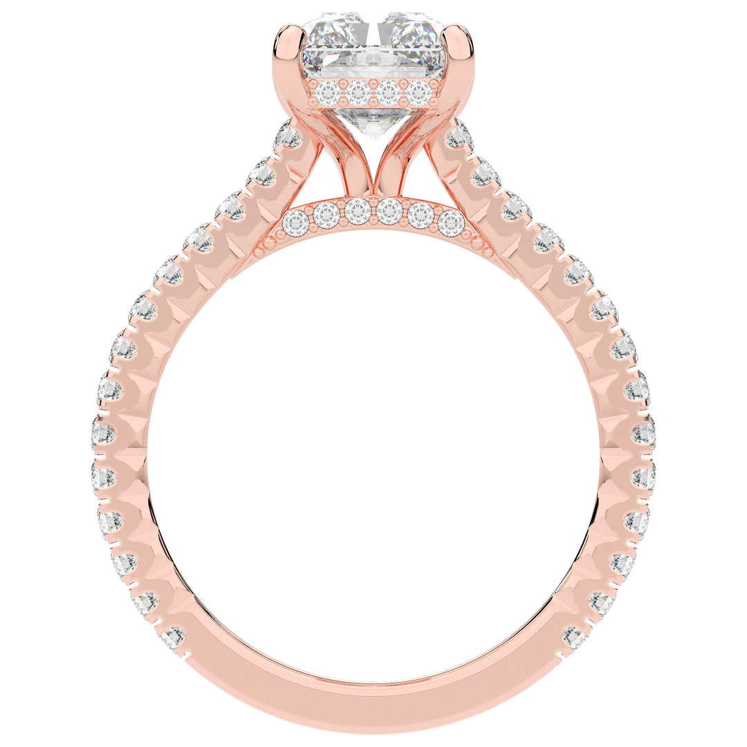 3.50CT.TW RADIANT LAB DIAMOND UNDERHALO SOLITAIRE TWO TONE ENGAGEMENT RING