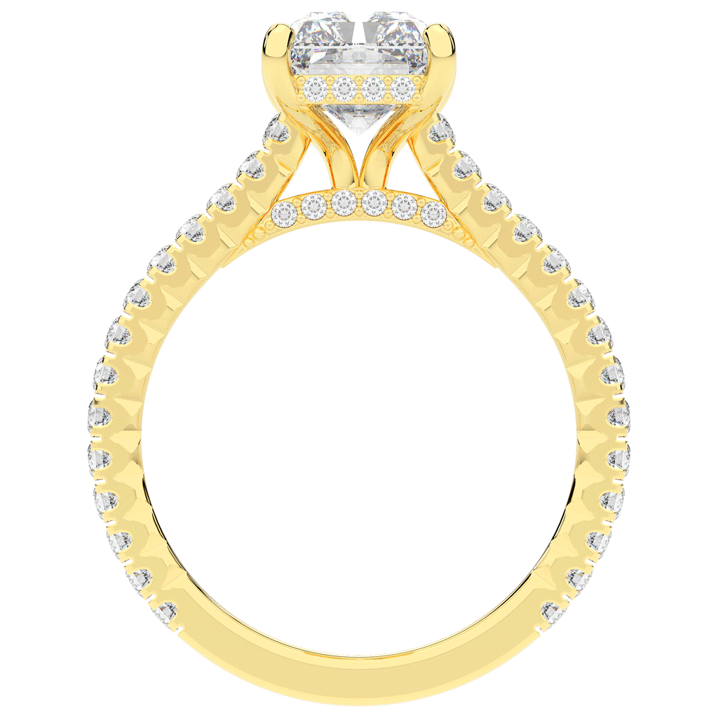 3.50CT.TW RADIANT LAB DIAMOND UNDERHALO SOLITAIRE TWO TONE ENGAGEMENT RING