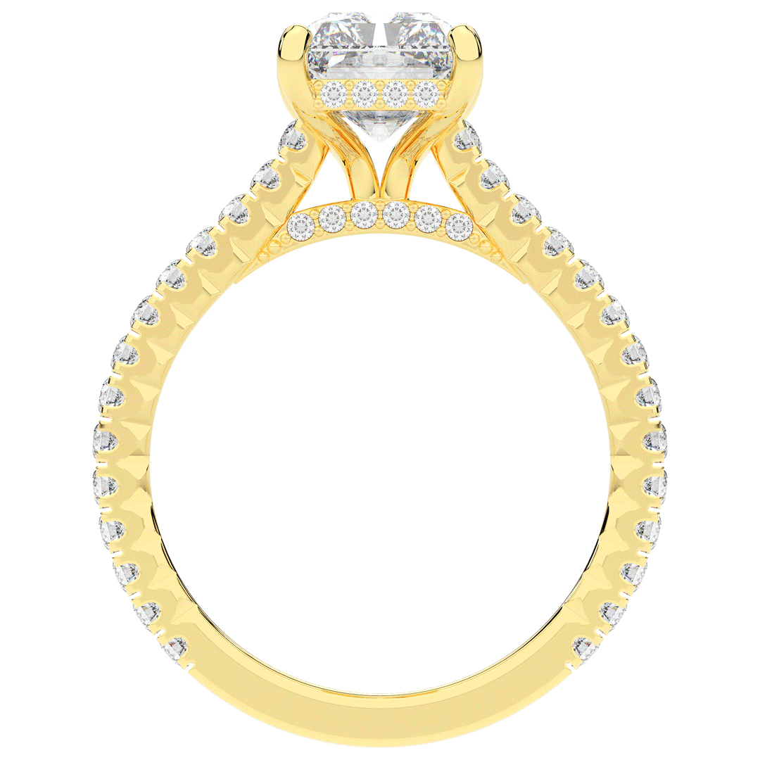 3.50CT.TW RADIANT LAB DIAMOND UNDERHALO SOLITAIRE TWO TONE ENGAGEMENT RING