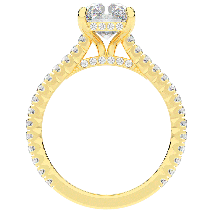 3.50CT.TW RADIANT LAB DIAMOND UNDERHALO SOLITAIRE TWO TONE ENGAGEMENT RING