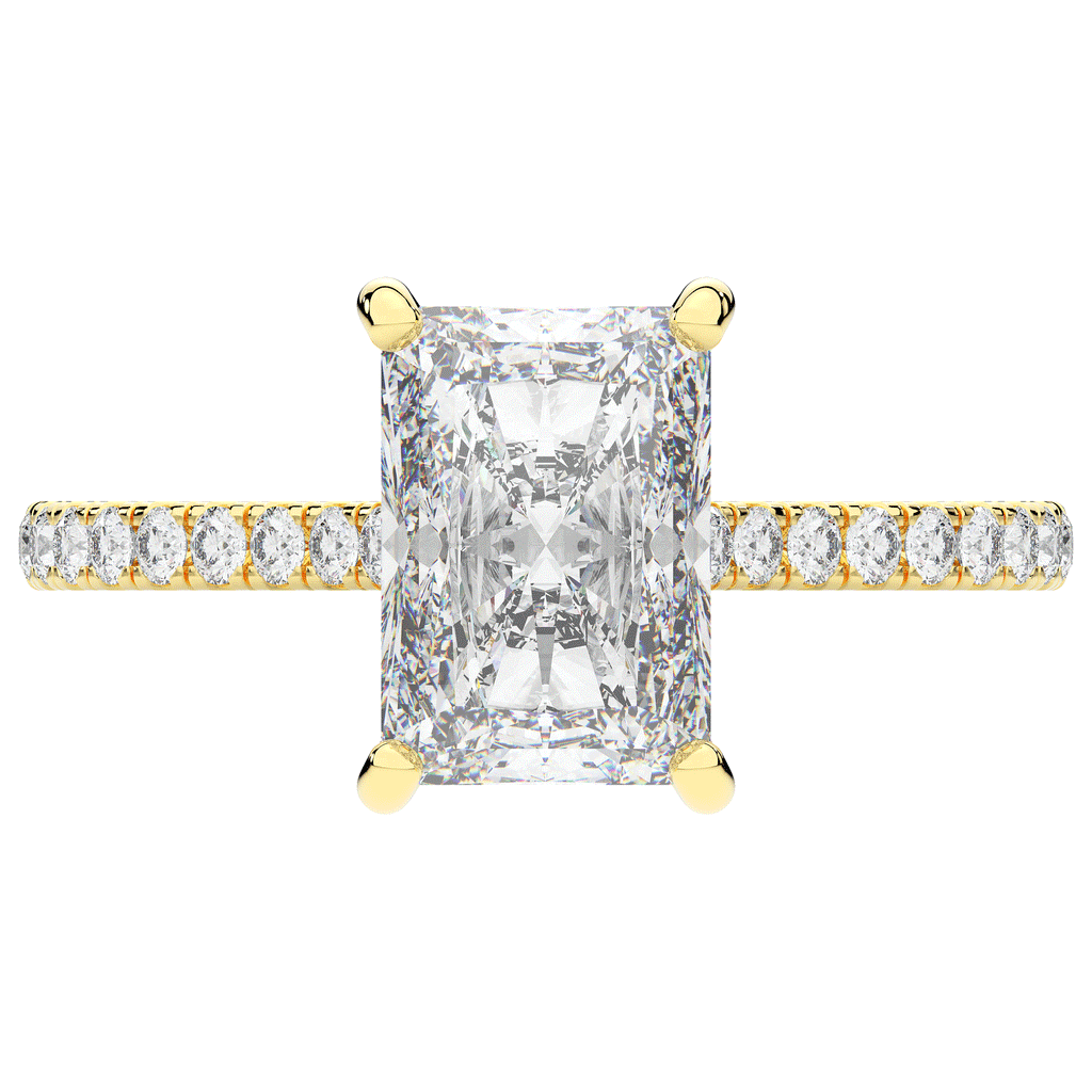 3.50CT.TW RADIANT LAB DIAMOND UNDERHALO SOLITAIRE TWO TONE ENGAGEMENT RING