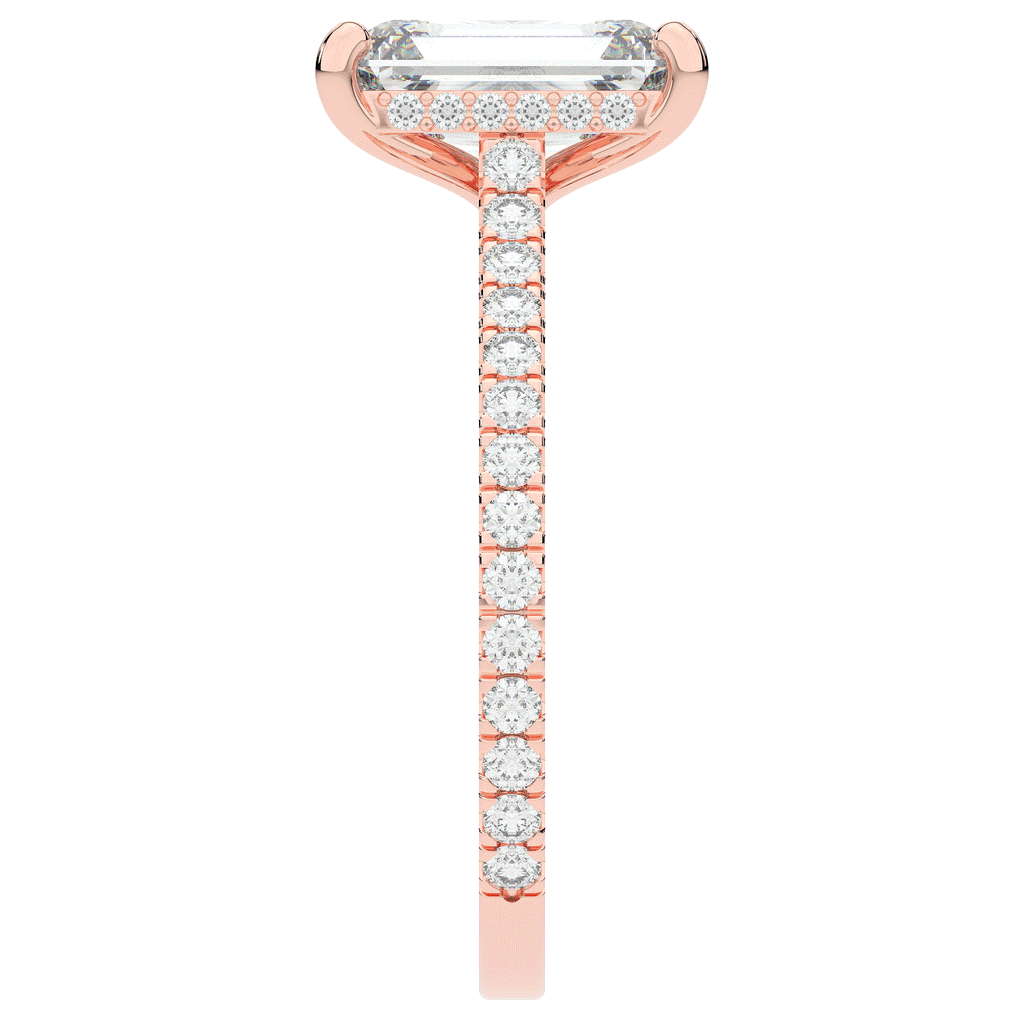 3.50CT.TW EMERALD CUT LAB DIAMOND UNDERHALO SOLITAIRE ENGAGEMENT RING